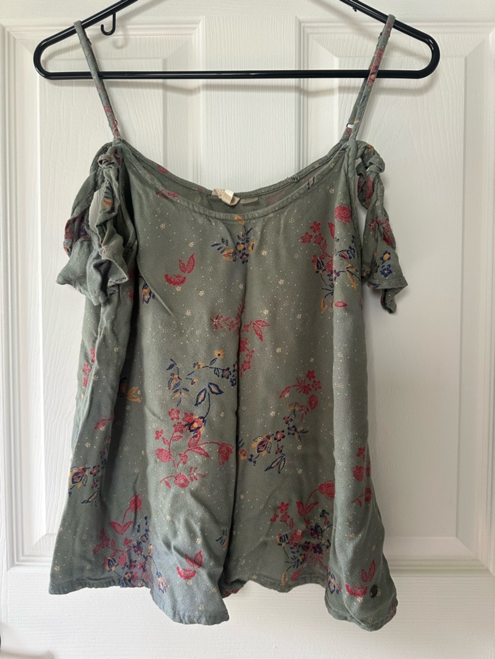 Roxy Olive Green Floral Cold-Shoulder Cami Top